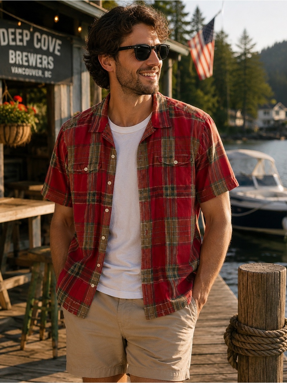 Vintage Polo Sport Ralph Lauren Red Plaid Shirt Men’s Large Cotton Button Up